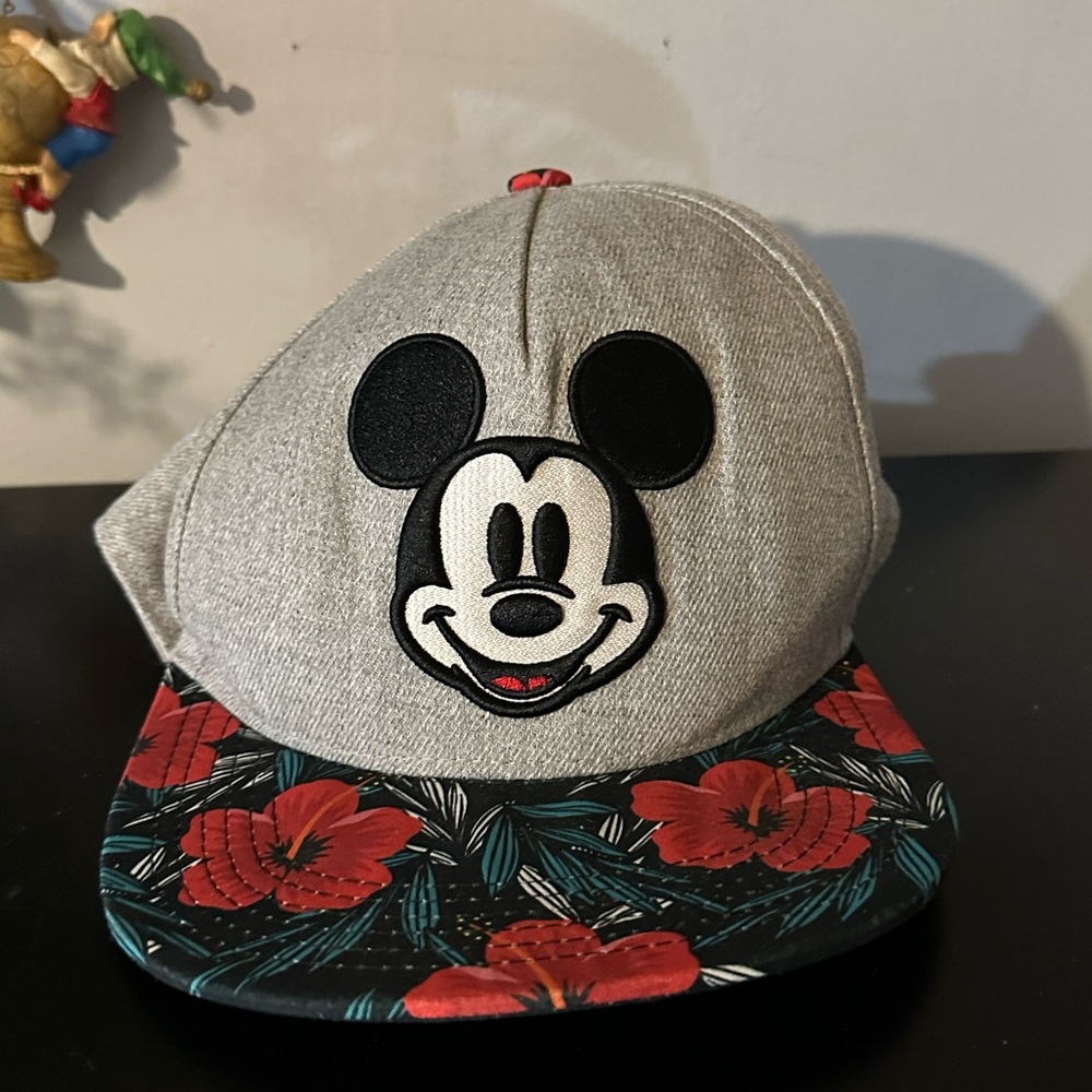 Disney Gray and Black Mickey Mouse Floral Hat